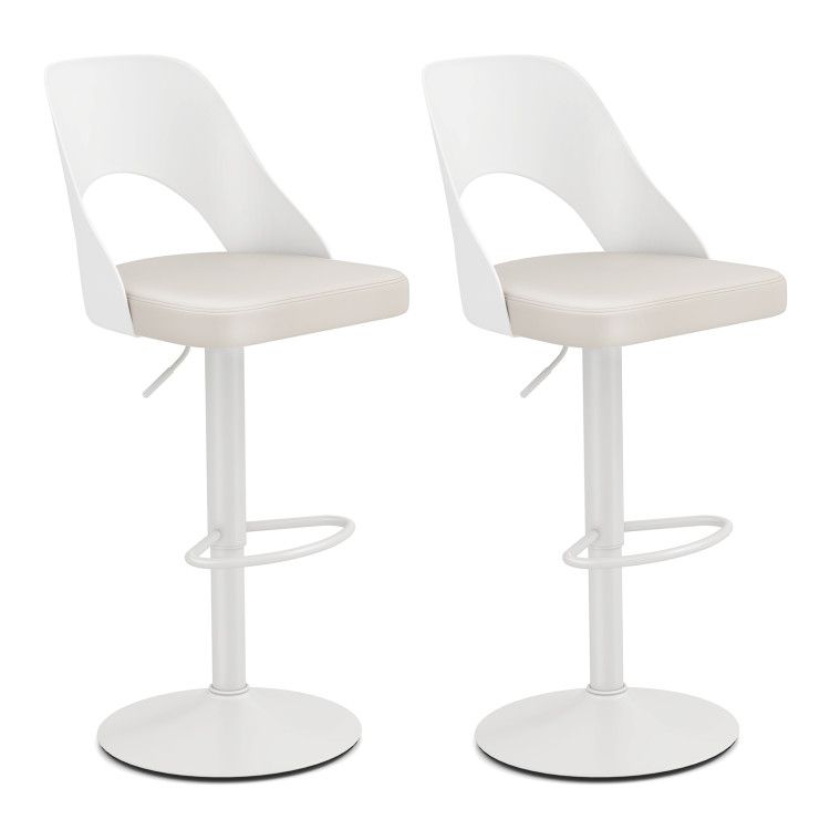 Bar Stools Set of 2 with Enlarged PU Leather Seat and Footrest