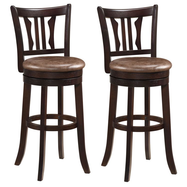 Counter Height Swivel Bar Stools Set of 2 with Back and Solid Rubber Frame Counter Height Swivel Bar Stools Set of 2 with Back and Solid Rubber Frame