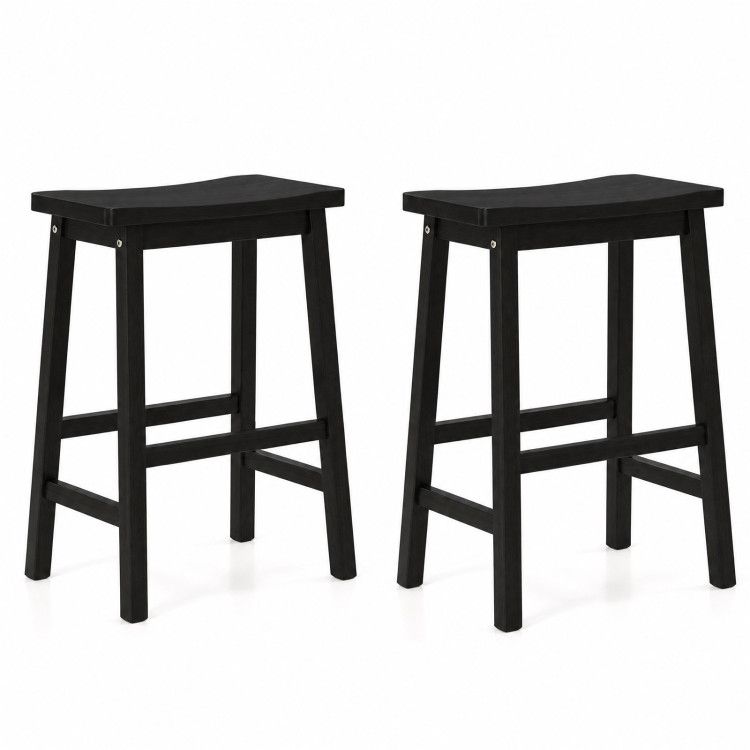 Set of 2 Saddle-Seat Counter Height Stools with Curved Seat and Footrests Set of 2 Saddle-Seat Counter Height Stools with Curved Seat and Footrests