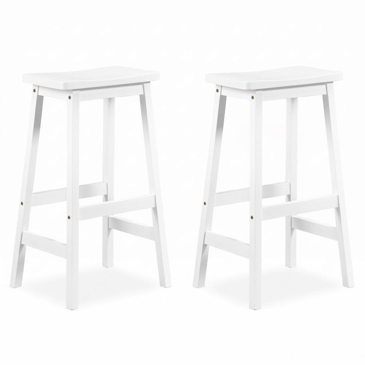 29 29" Set of 2 Saddle-Seat Counter Height Stools with Curved Seat and Footrests