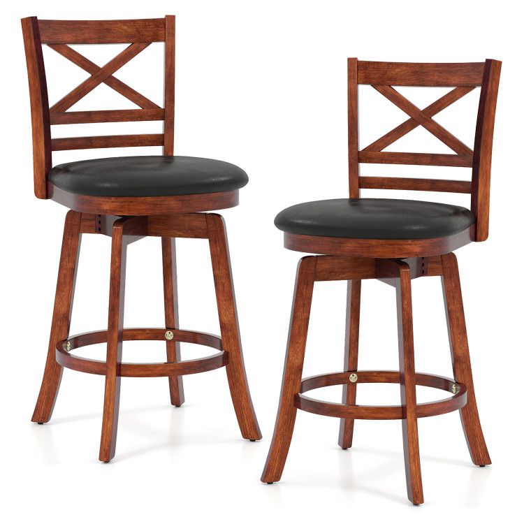 Swivel Barstools Set of 2 with Backrest and Footrest Swivel Barstools Set of 2 with Backrest and Footrest
