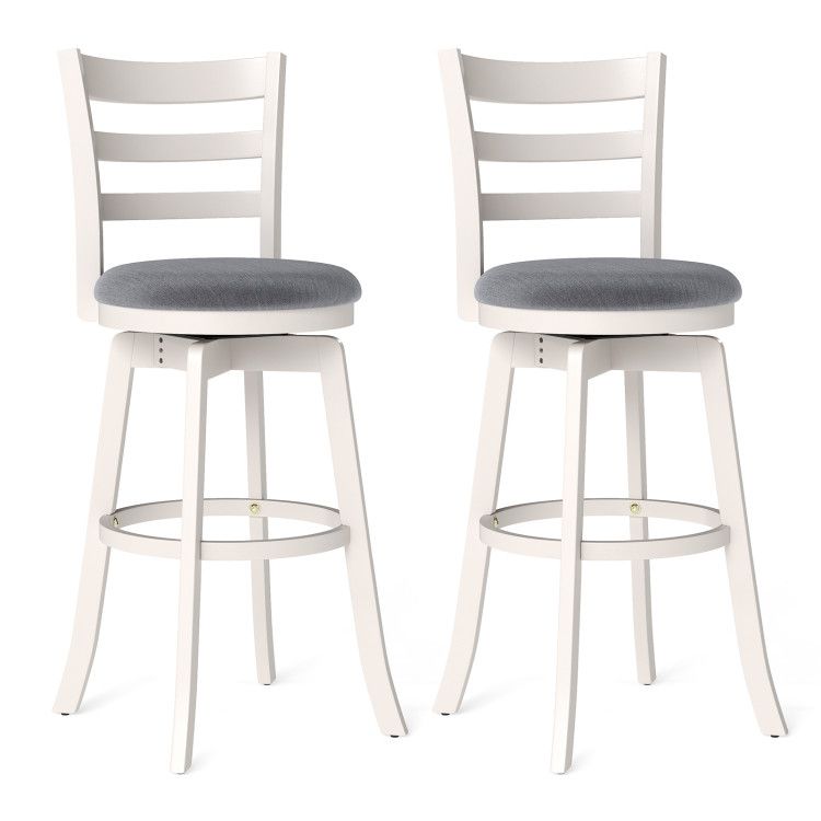 25 25"/30.5" Swivel Barstools Set of 2, 360° Rotating Bar/Counter Height Chairs with Upholstered Seat