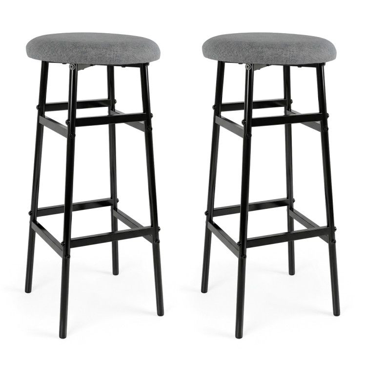 Bar Stools Set of 2 with Sturdy Metal Frame and Footrest Bar Stools Set of 2 with Sturdy Metal Frame and Footrest