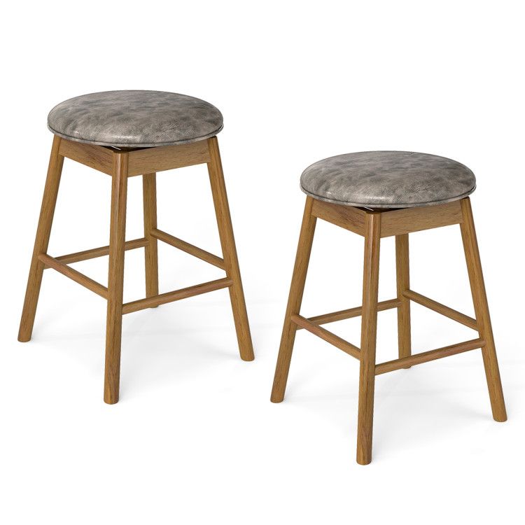 Swivel Counter Height Barstools with Solid Wood Legs and Footrests Swivel Counter Height Barstools with Solid Wood Legs and Footrests