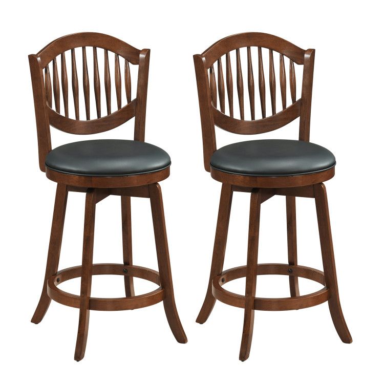 Swivel Bar Stools Set of 2 with Backrest and Wood Frame Swivel Bar Stools Set of 2 with Backrest and Wood Frame