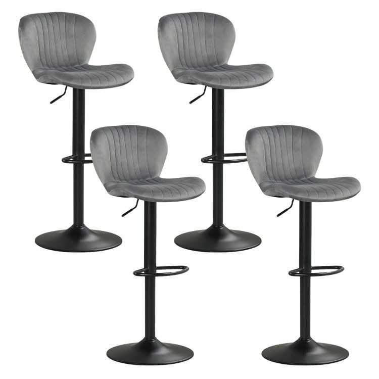 Adjustable Counter Height Chairs Set of 4 with Velvet Upholstered Backrests Adjustable Counter Height Chairs Set of 4 with Velvet Upholstered Backrests