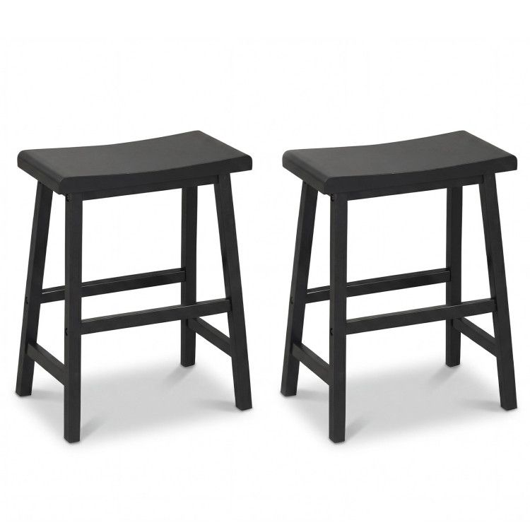 24 Inch Counter Height Stools Solid Wood Saddle Bar Stools Set of 2 24 Inch Counter Height Stools Solid Wood Saddle Bar Stools Set of 2
