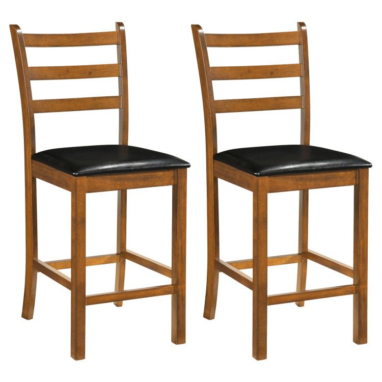Rubber Wood Ladder Back Bar Stools Set of 2 24inch Counter Height Kitchen Island High Chairs Rubber Wood Ladder Back Bar Stools Set of 2 24inch Counter Height Kitchen Island High Chairs