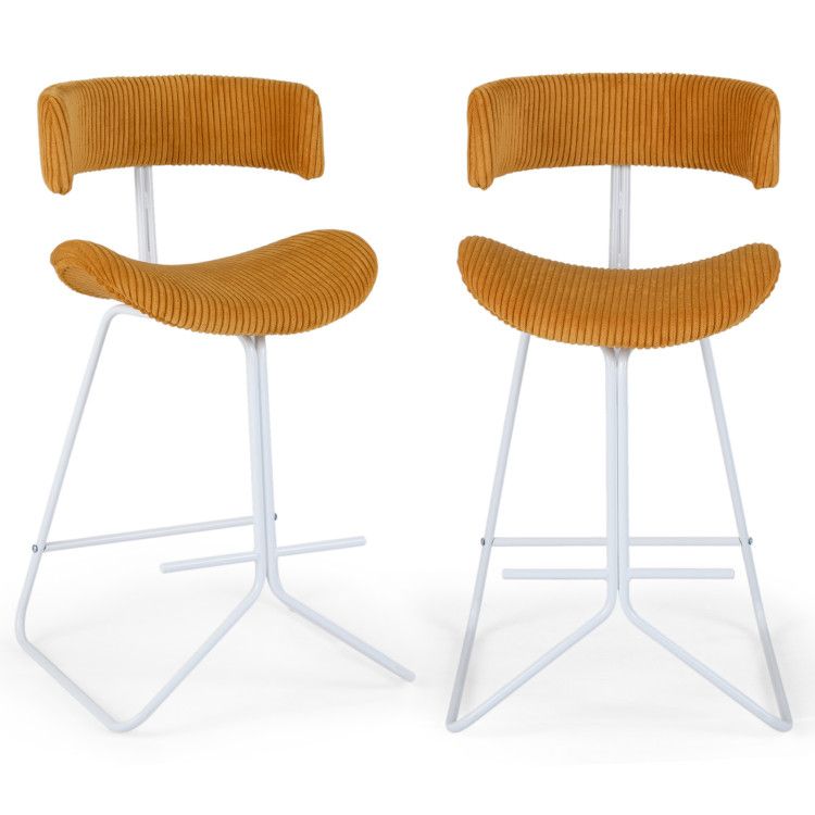 Set of 2 Counter Height Stools 25 Inch Armless Barstools with Padded Seat and Footrest Set of 2 Counter Height Stools 25 Inch Armless Barstools with Padded Seat and Footrest