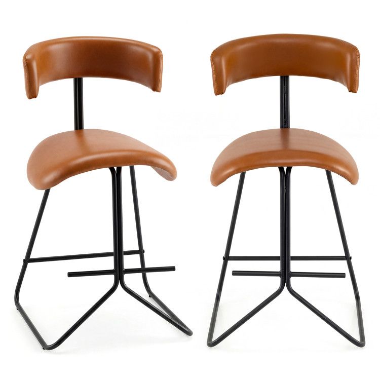Set of 2 Modern Counter Height Stools 25 Inch Faux Leather Upholstered Set of 2 Modern Counter Height Stools 25 Inch Faux Leather Upholstered
