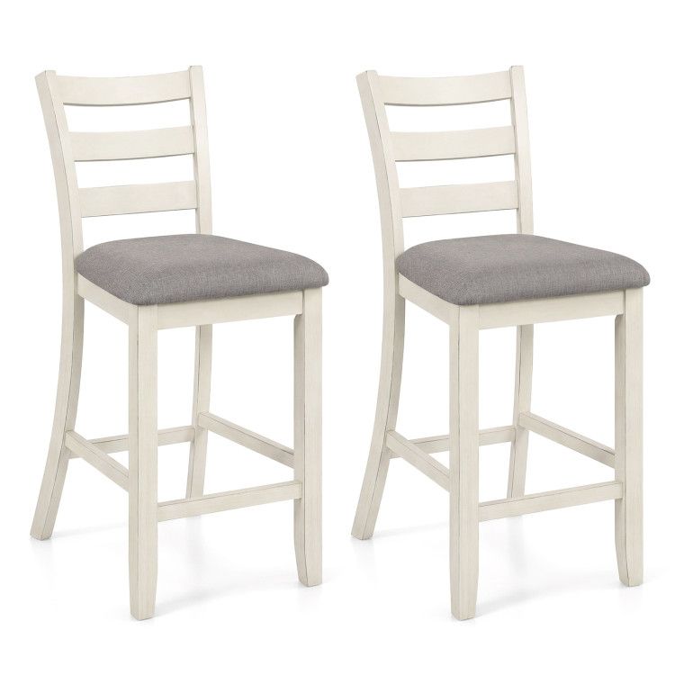 Bar Stools Set of 2 Upholstered Counter Height Barstools with Padded Seat