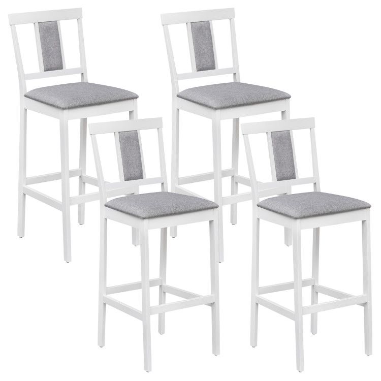 Set of 4 Upholstered Barstool 29.5 Inch Bar Height with Solid Rubber Wood Frame Set of 4 Upholstered Barstool 29.5 Inch Bar Height with Solid Rubber Wood Frame