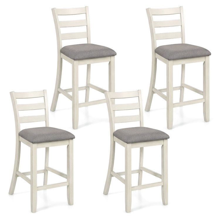 4 Pieces Counter Height Chairs with Fabric Seat and Rubber Wood Legs 4 Pieces Counter Height Chairs with Fabric Seat and Rubber Wood Legs