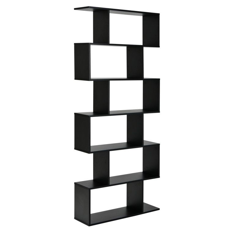 6 Tier S-Shaped Bookshelf Storage Display Bookcase Decor Z-Shelf 6 Tier S-Shaped Bookshelf Storage Display Bookcase Decor Z-Shelf