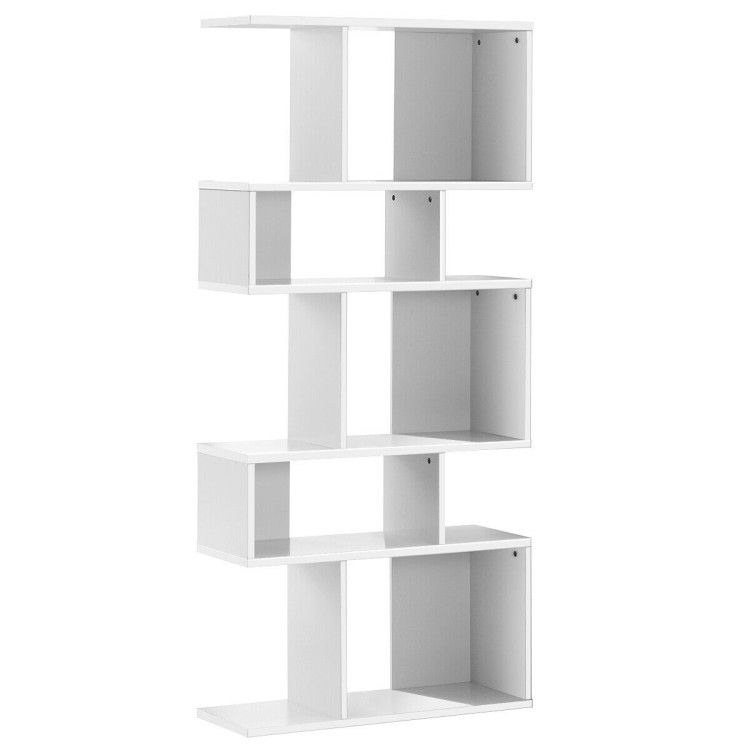 5-Tier Wood Geometric Bookshelf with S Shaped Design 5-Tier Wood Geometric Bookshelf with S Shaped Design