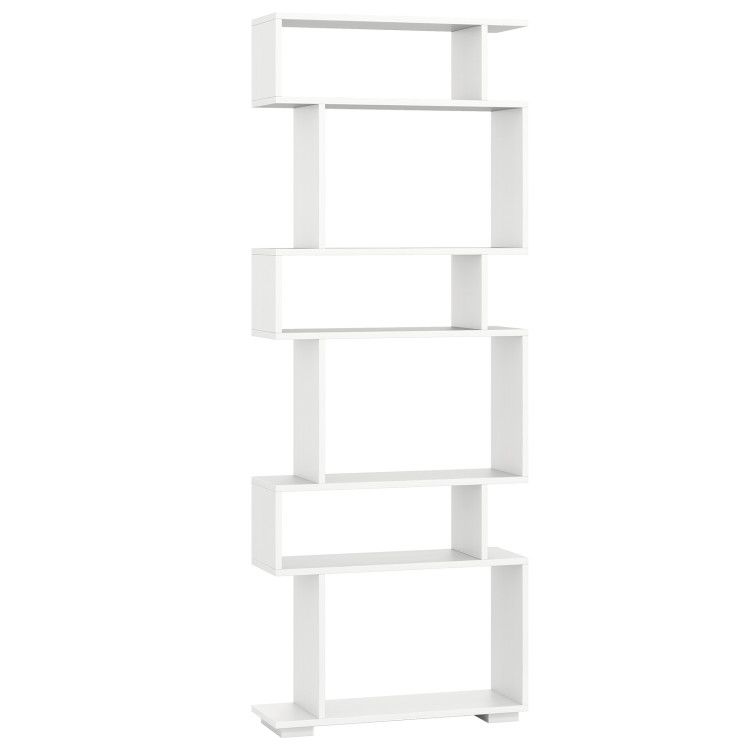 6-Tier Geometric Bookshelf with 2 Anti-Tipping Kits for Home Office 6-Tier Geometric Bookshelf with 2 Anti-Tipping Kits for Home Office