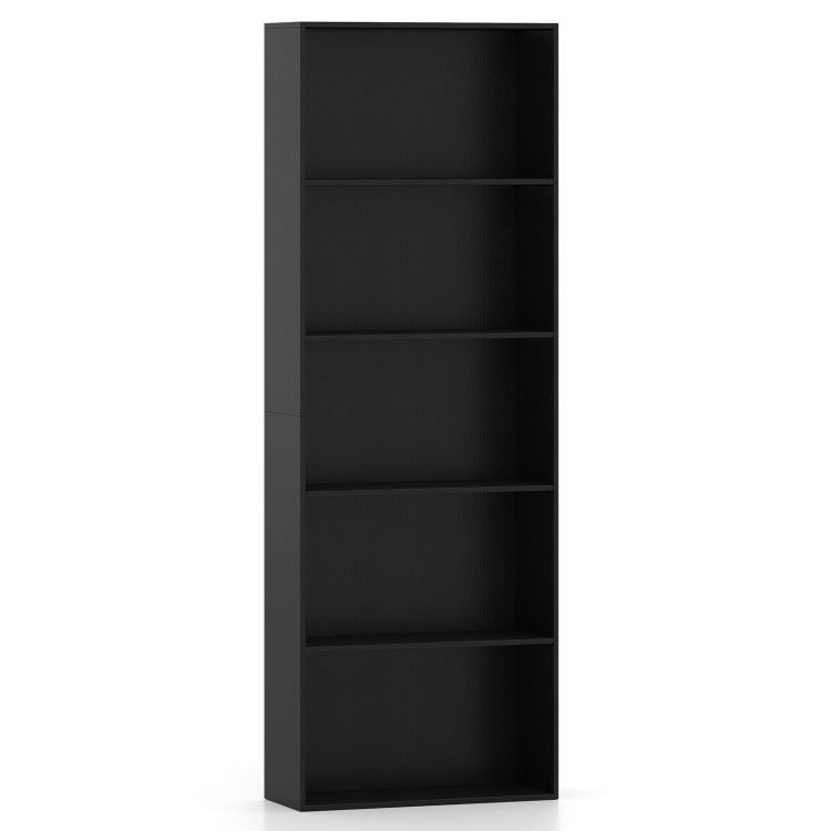 23.5 x 9.5 x 67 Inch 5-Shelf Multi-Functional Wood Bookcase for Home Office