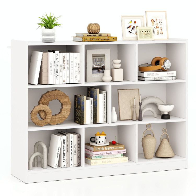 3-Tier Open Bookcase 8-Cube Floor Standing Storage Shelves 3-Tier Open Bookcase 8-Cube Floor Standing Storage Shelves