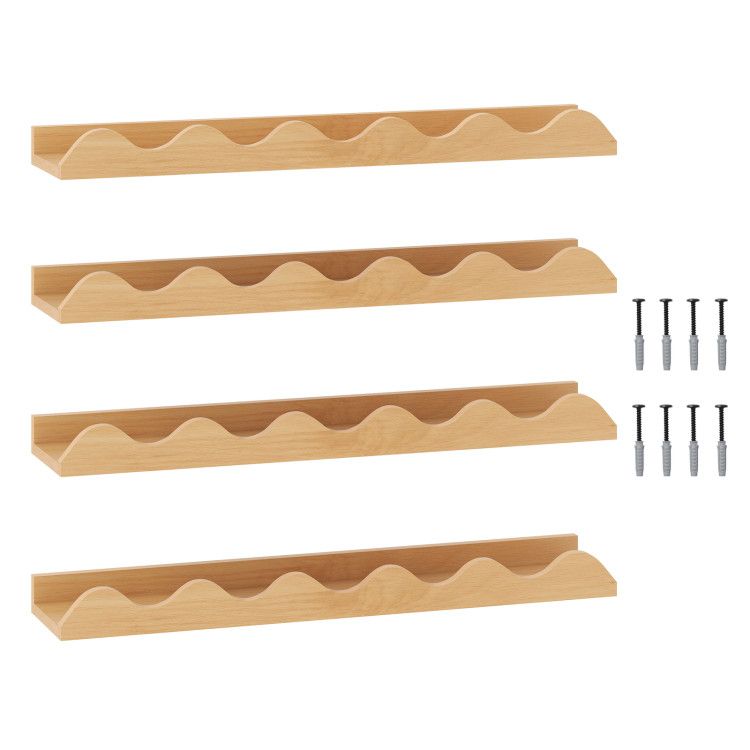 24 Inch Kids Bookshelf Set of 4 Wall-Mounted Picture Ledge Shelf