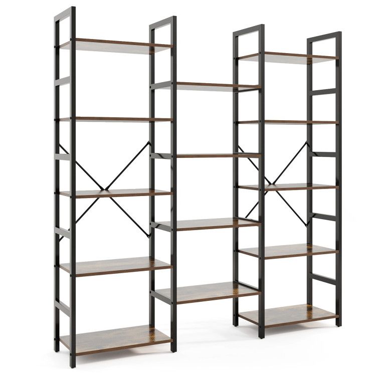 5-tier Triple Wide Heavy-duty Metal Frame Industrial Bookshelf