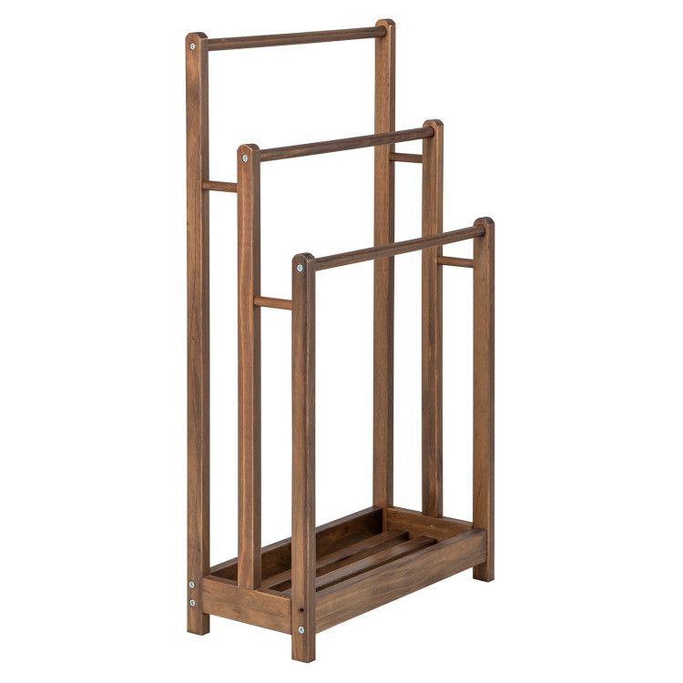 Freestanding Towel Rack 3-Bar Hand Towel Drying Stand with Bottom Storage Shelf Freestanding Towel Rack 3-Bar Hand Towel Drying Stand with Bottom Storage Shelf