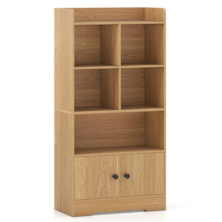 4 Tiers Bookshelf with 4 Cubes Display Shelf and 2 Doors 4 Tiers Bookshelf with 4 Cubes Display Shelf and 2 Doors