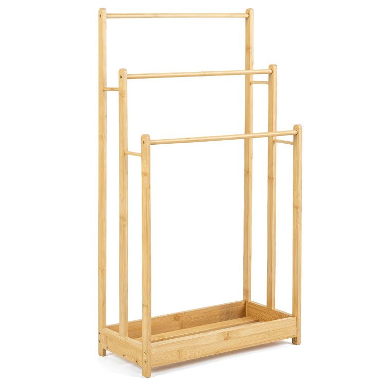 3 Tier Free Standing Bamboo Towel Rack with Storage Shelf 3 Tier Free Standing Bamboo Towel Rack with Storage Shelf