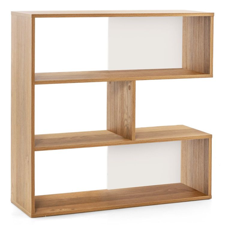 Concave Bookshelf 3-Shelf Open Bookcase with Anti-Toppling Device for Living Room Study Office Concave Bookshelf 3-Shelf Open Bookcase with Anti-Toppling Device for Living Room Study Office