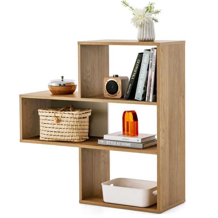 Convex Bookshelf 3-Shelf Open Bookcase Room Organizer with Anti-Toppling Device Convex Bookshelf 3-Shelf Open Bookcase Room Organizer with Anti-Toppling Device