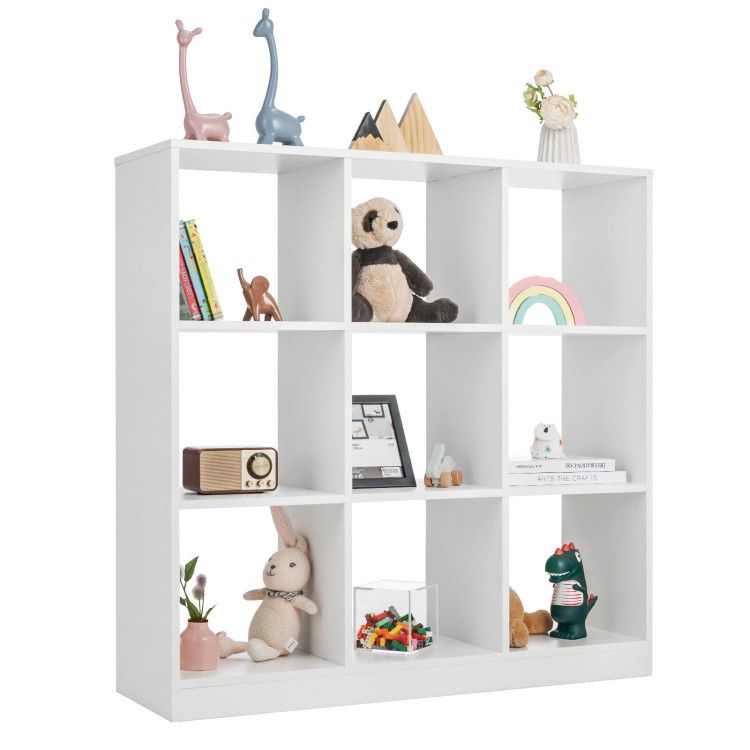 Modern 9-Cube Bookcase with 2 Anti-Tipping Kits for Books Toys Ornaments