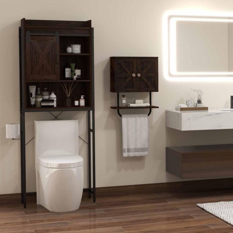 2-Piece Bathroom Storage Bundle: Over-the-Toilet Cabinet + Tall Corner Shelf 2-Piece Bathroom Storage Bundle: Over-the-Toilet Cabinet + Tall Corner Shelf