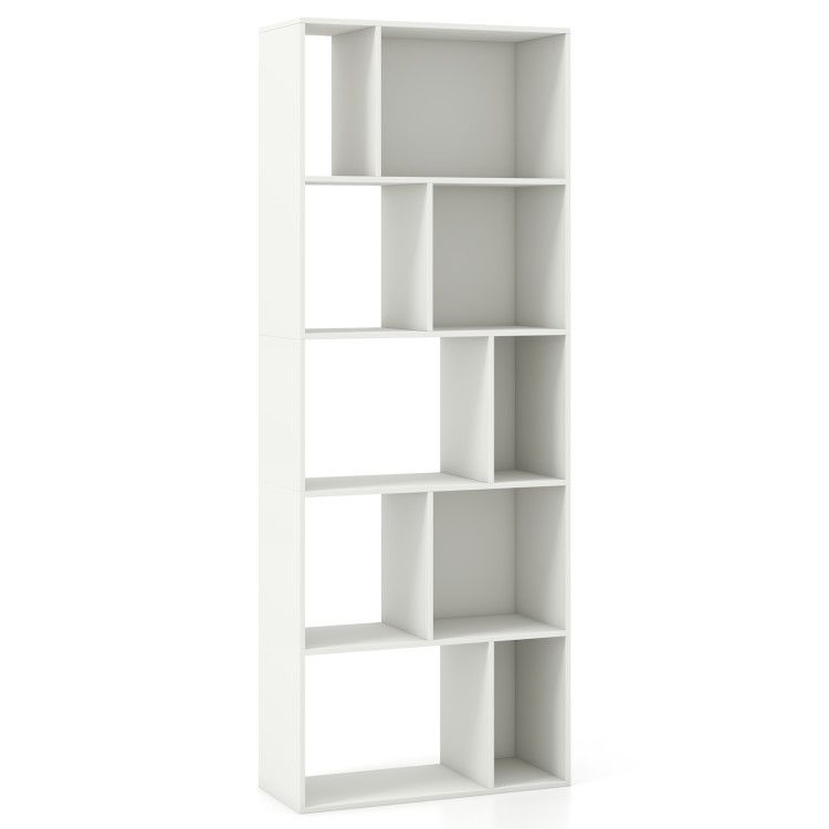 63 Inch 5-Tier Geometric 10-Cube Bookshelf Tall Bookcase 63 Inch 5-Tier Geometric 10-Cube Bookshelf Tall Bookcase