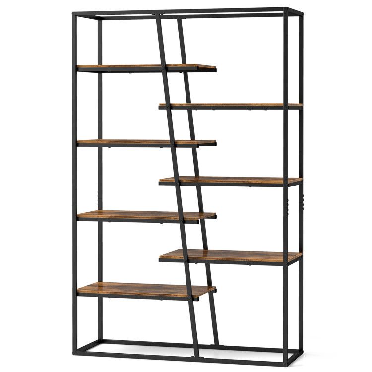 71-Inch 7-Tier Industrial Etagere Bookcase with Heavy-duty Metal Frame