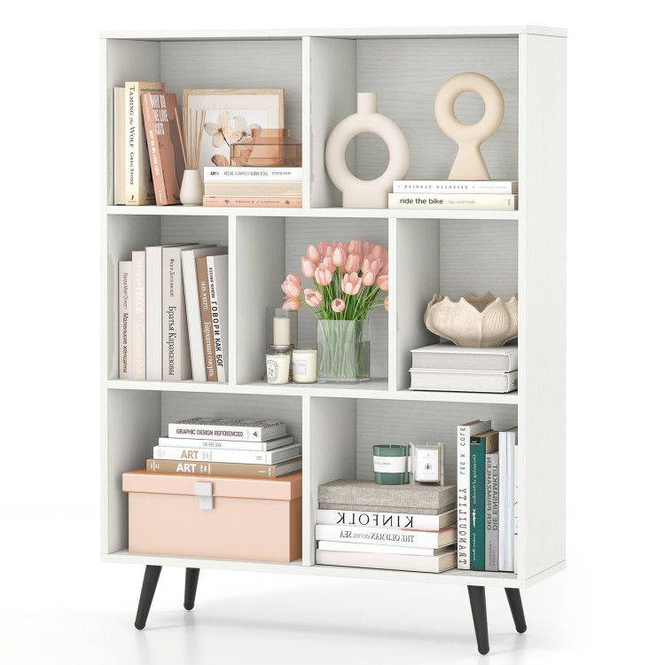 7/8/10-Cube Bookcase with 5 Tapered Metal Legs 7/8/10-Cube Bookcase with 5 Tapered Metal Legs