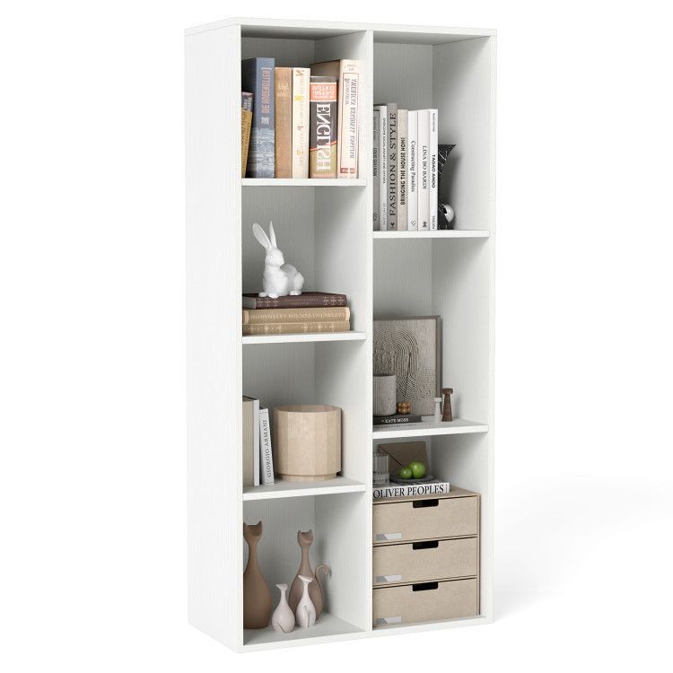 Vertical or Horizontal Freestanding Bookshelf with 7 Compartments Vertical or Horizontal Freestanding Bookshelf with 7 Compartments