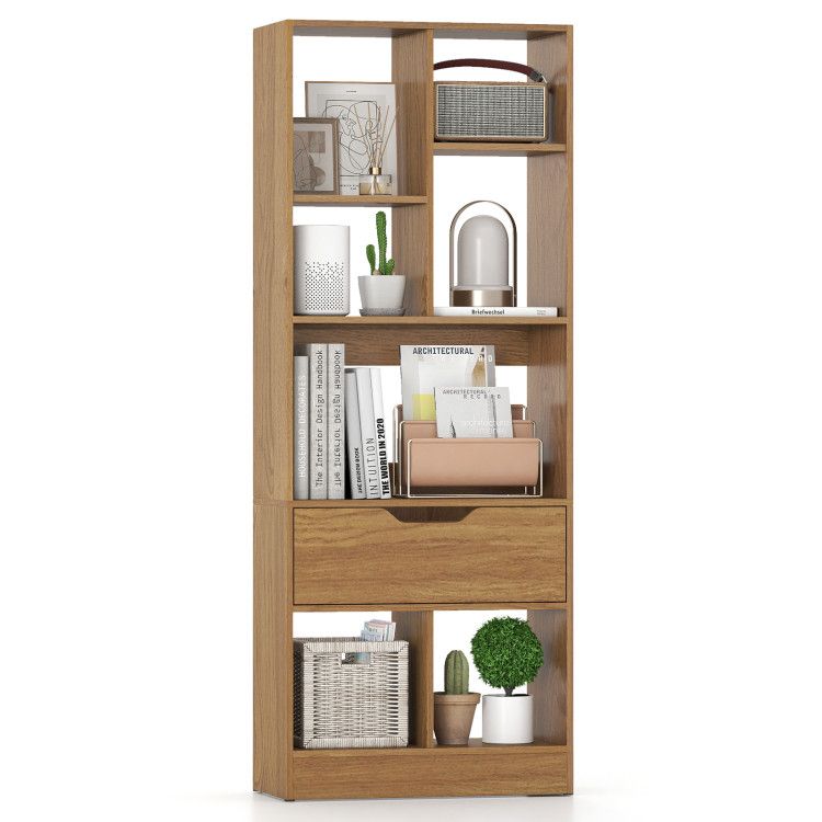 51inch Tall Freestanding Bookcase with Drawer 7-Cube Storage Organizer 51inch Tall Freestanding Bookcase with Drawer 7-Cube Storage Organizer