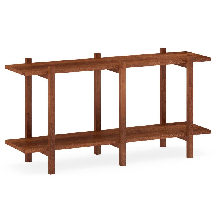 2-Tier Wood Bookshelf Low Horizontal Rubberwood Bookcase for Display 2-Tier Wood Bookshelf Low Horizontal Rubberwood Bookcase for Display