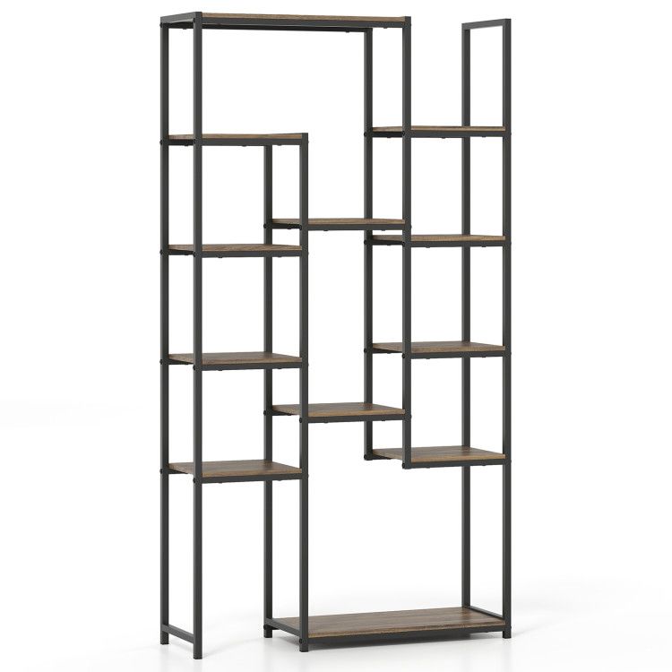 71 Inch Tall Vintage Geometric Bookshelf 12 Open Shelves 71 Inch Tall Vintage Geometric Bookshelf 12 Open Shelves