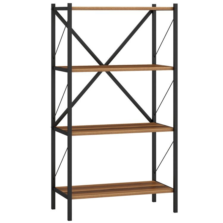4-Tier Bookshelf with Heavy-Duty Metal Frame 4-Tier Bookshelf with Heavy-Duty Metal Frame