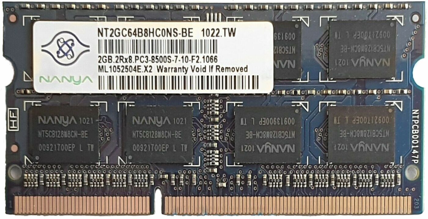 Nanya 2GB Notebook Speicher 2Rx8 PC3- 8500S