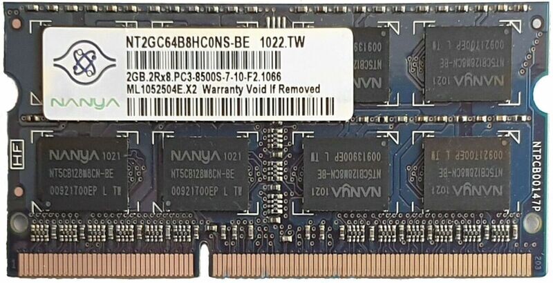 Nanya 2GB Notebook Speicher 2Rx8 PC3- 8500S Nanya 2GB Notebook Speicher 2Rx8 PC3- 8500S