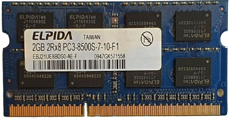 Elpida 2GB Notebook Speicher 2Rx8 PC3- 8500S Elpida 2GB Notebook Speicher 2Rx8 PC3- 8500S