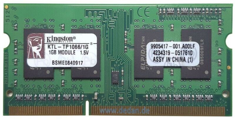 Kingston1GB Notebook Speicher KTL-TP1066 PC3- 8500S Kingston1GB Notebook Speicher KTL-TP1066 PC3- 8500S
