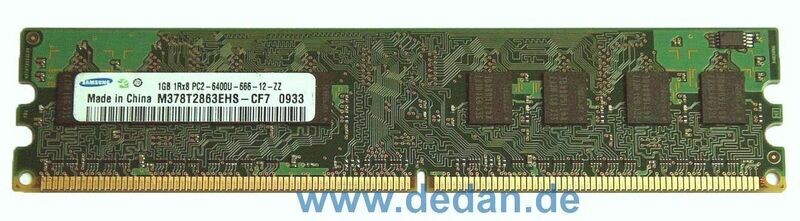 1GB RAM PC Speicher 1Rx8 PC2-6400U - Diverse Hersteller 1GB RAM PC Speicher 1Rx8 PC2-6400U - Diverse Hersteller