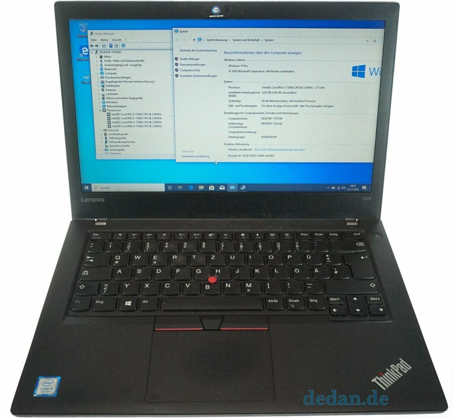 LENOVO ThinkPad T470 i5 2,71 GHz 256 GB SSD 8 GB RAM Windows 10