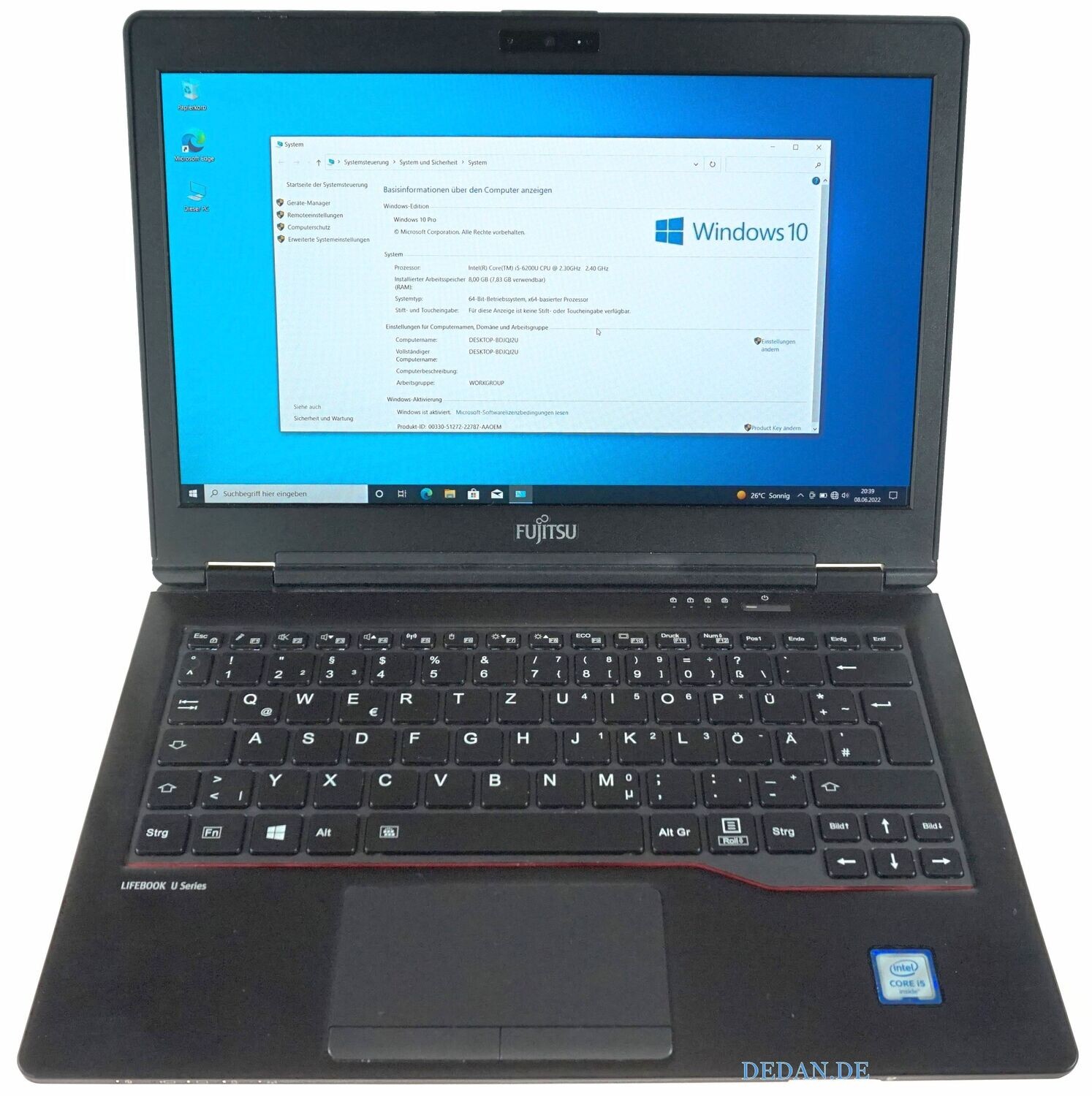 FUJITSU LifeBook U727 i5-2,30 GHz 8GB RAM 256GB SSD 12,5" npsu BF Backlight