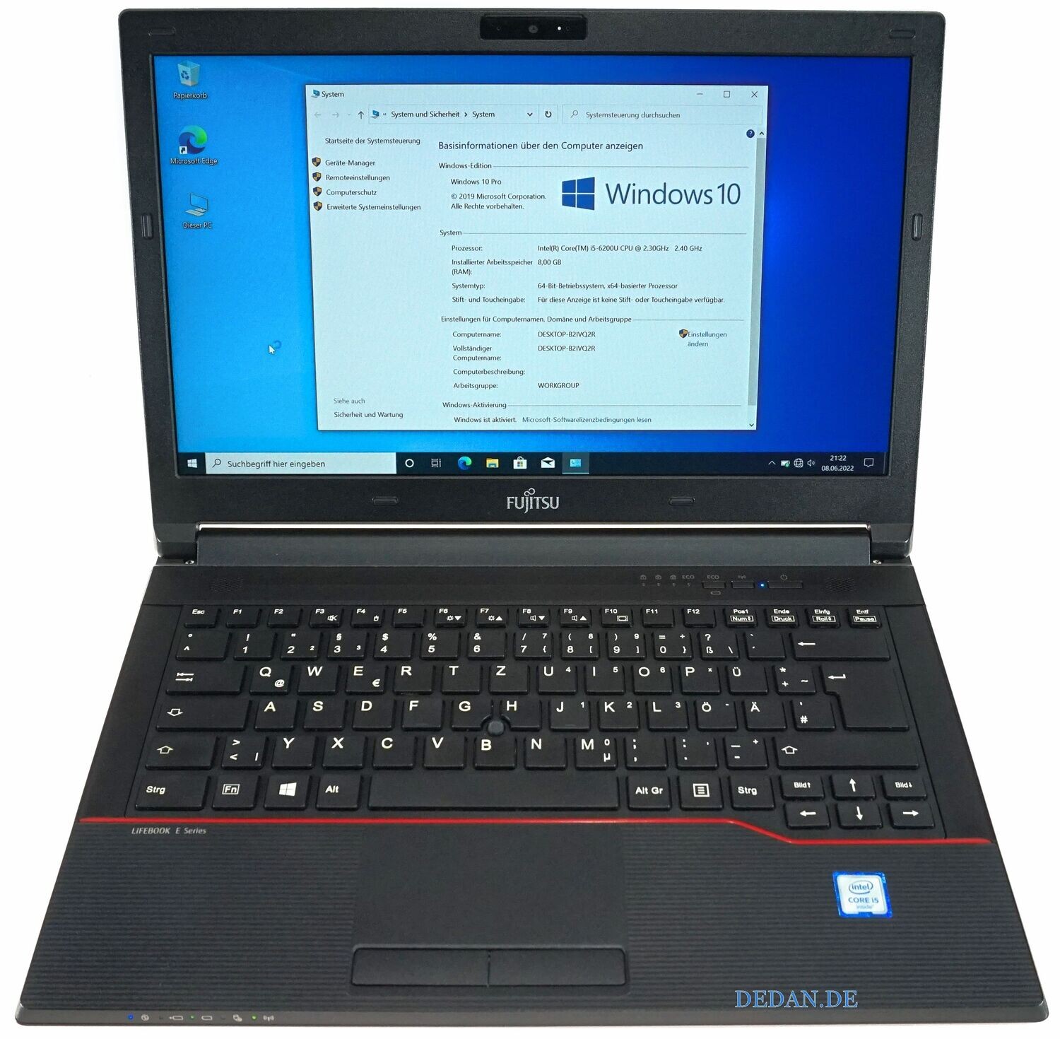 FUJITSU LifeBook E546 i5-2,30 GHz 8GB RAM 256GB SSD LTE ohne Akku