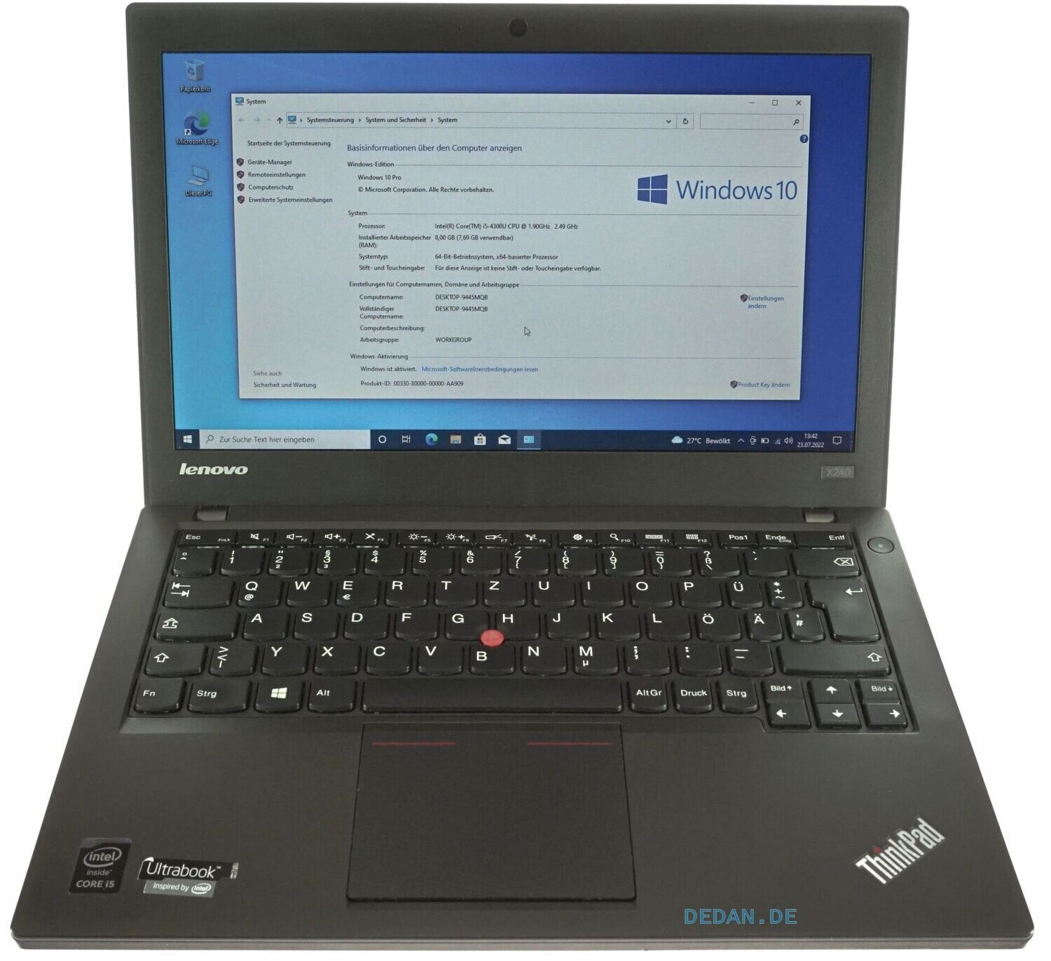LENOVO ThinkPad X240 i5 1,9 GHz 256 SSD 8 GB RAM WIN 10