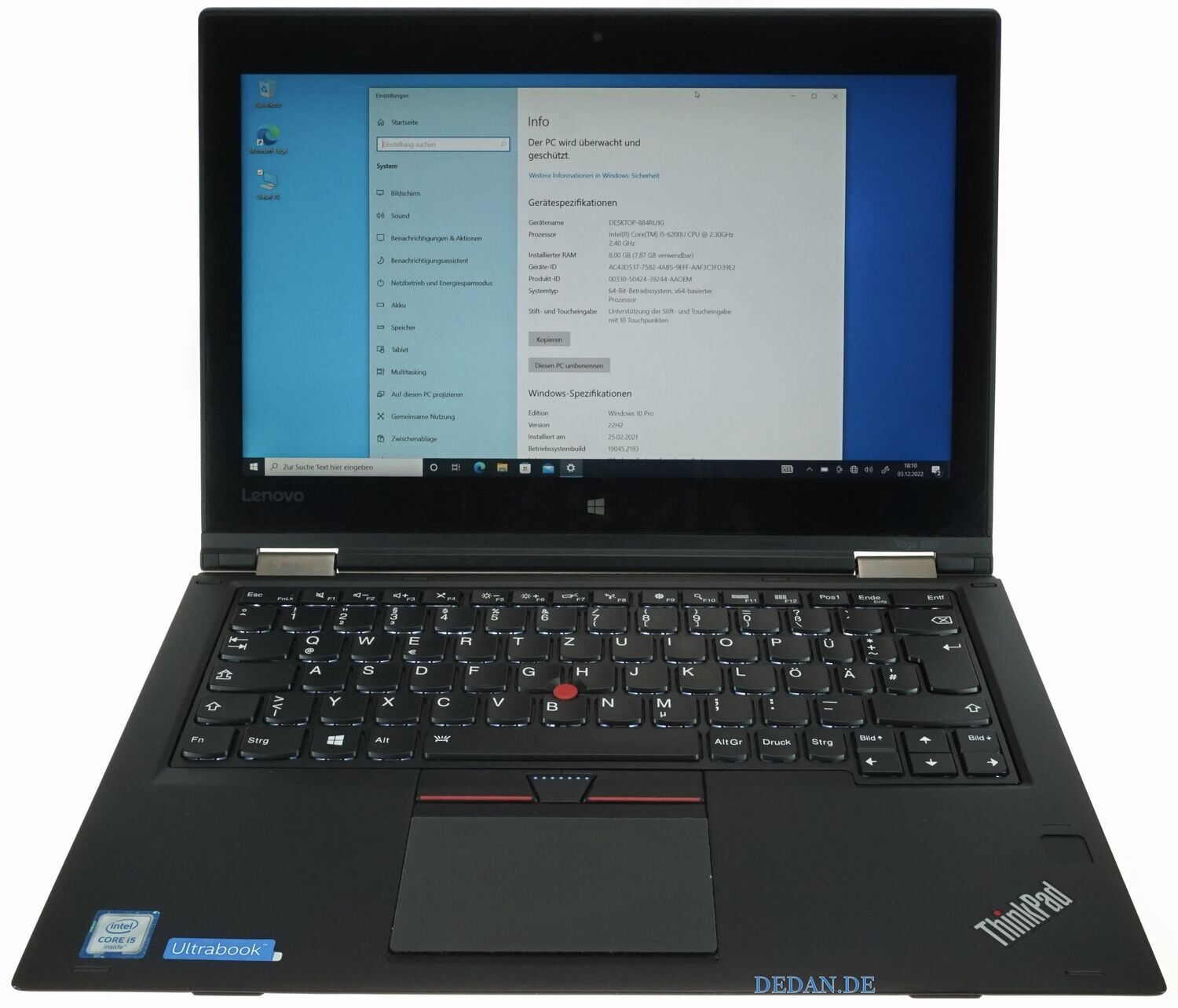 LENOVO Thinkpad YOGA 260 i5 2,3 GHz 512 GB SSD 8 GB RAM Touch