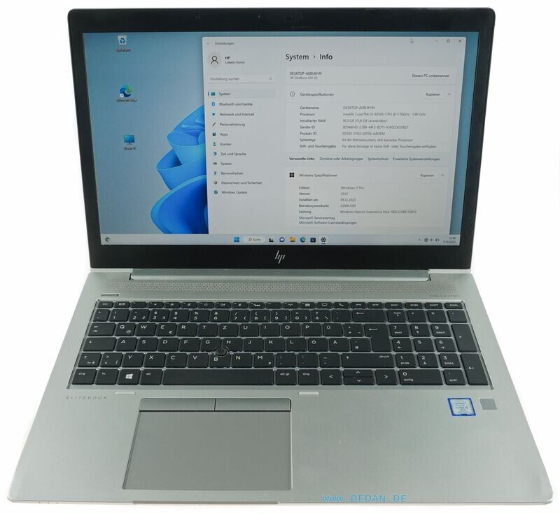 HP Elitebook 850 G5 Intel i5- 1.7 GHZ 256 GB SSD 16 GB RAM  Backlight Win-11